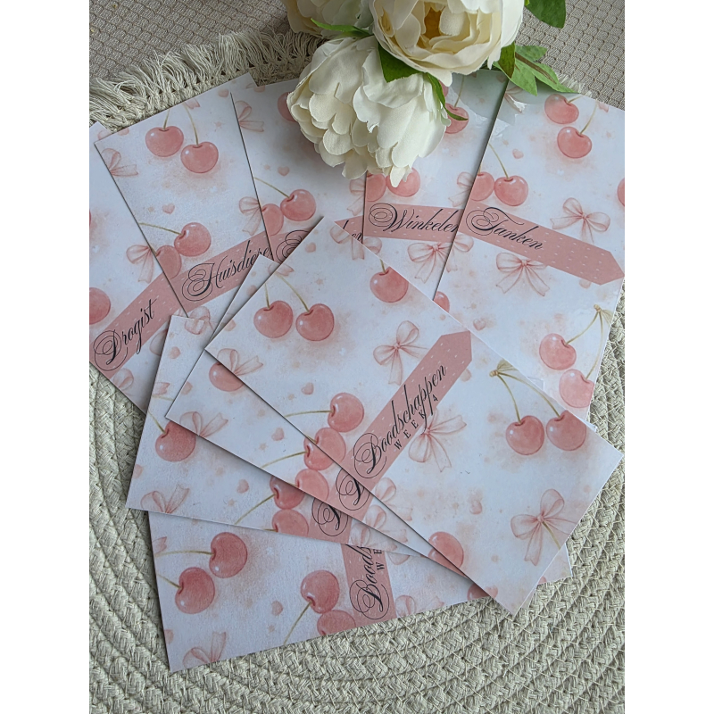 Cherry pink dashboard kaartjes 