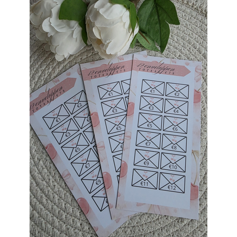 Cherry pink 12 enveloppen 
