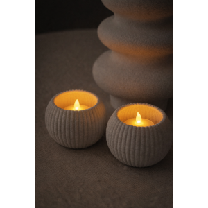 Waxinelichtjes houder ribbel wit 