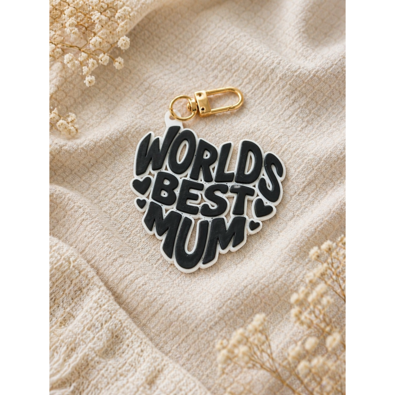 World best mom black and white sleutelhanger 