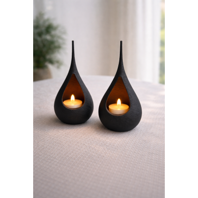 Teadrop waxinelichtje houder zwart 