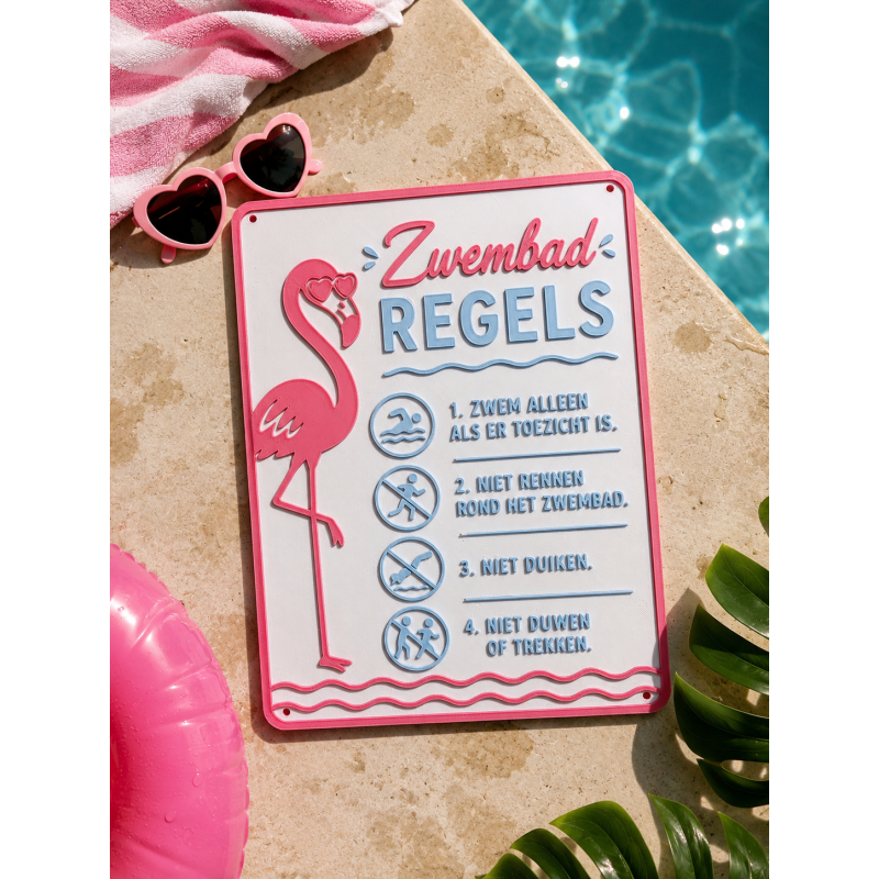 Zwembad regels flamingo 